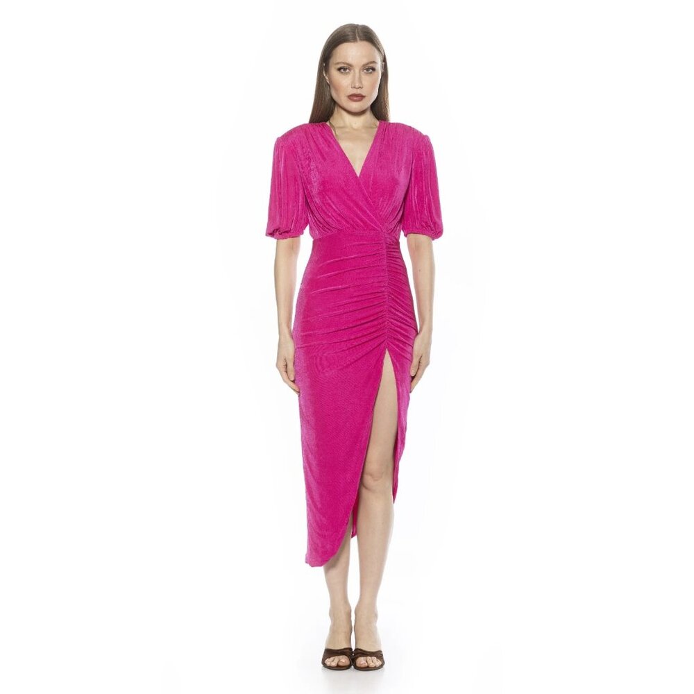 ALEXIA ADMOR Size XS Fuschia Pink Draped Fern Dress NEW